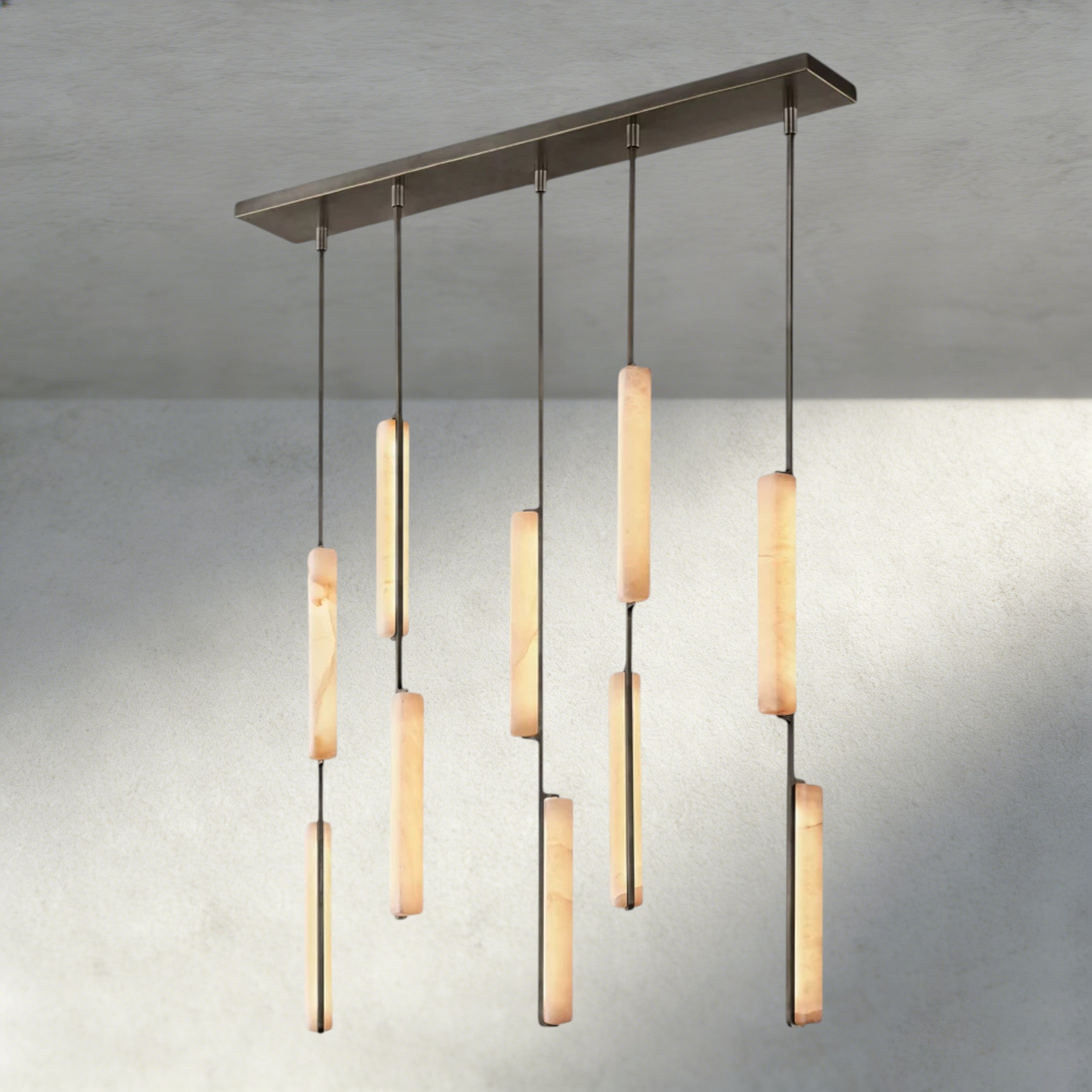 Audubon Alabaster Linear Chandelier 54"-Briglighting