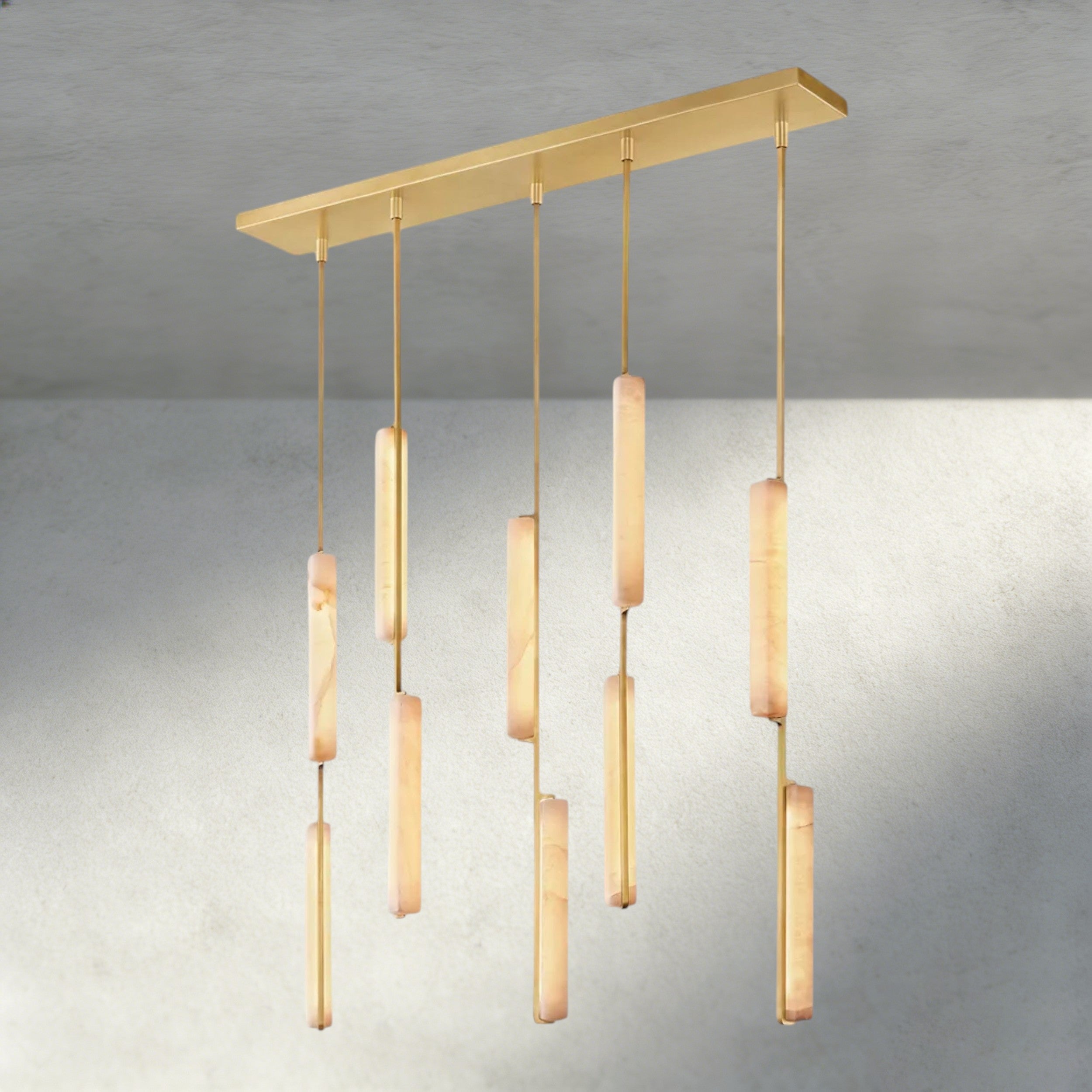 Audubon Alabaster Linear Chandelier 54"-Briglighting