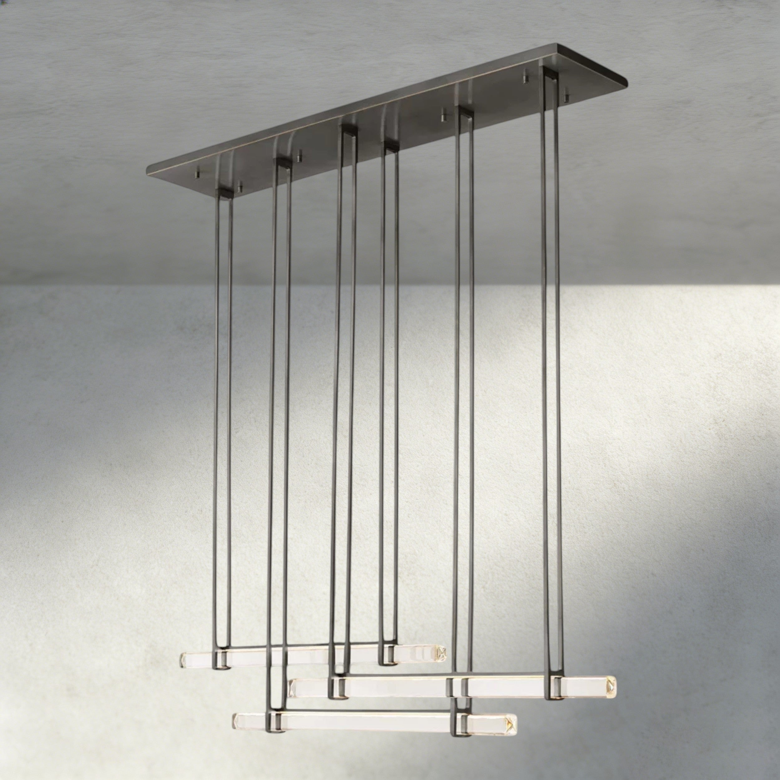 Audubon Crystal Triple Bar Linear Chandelier 60", 72"-Briglighting