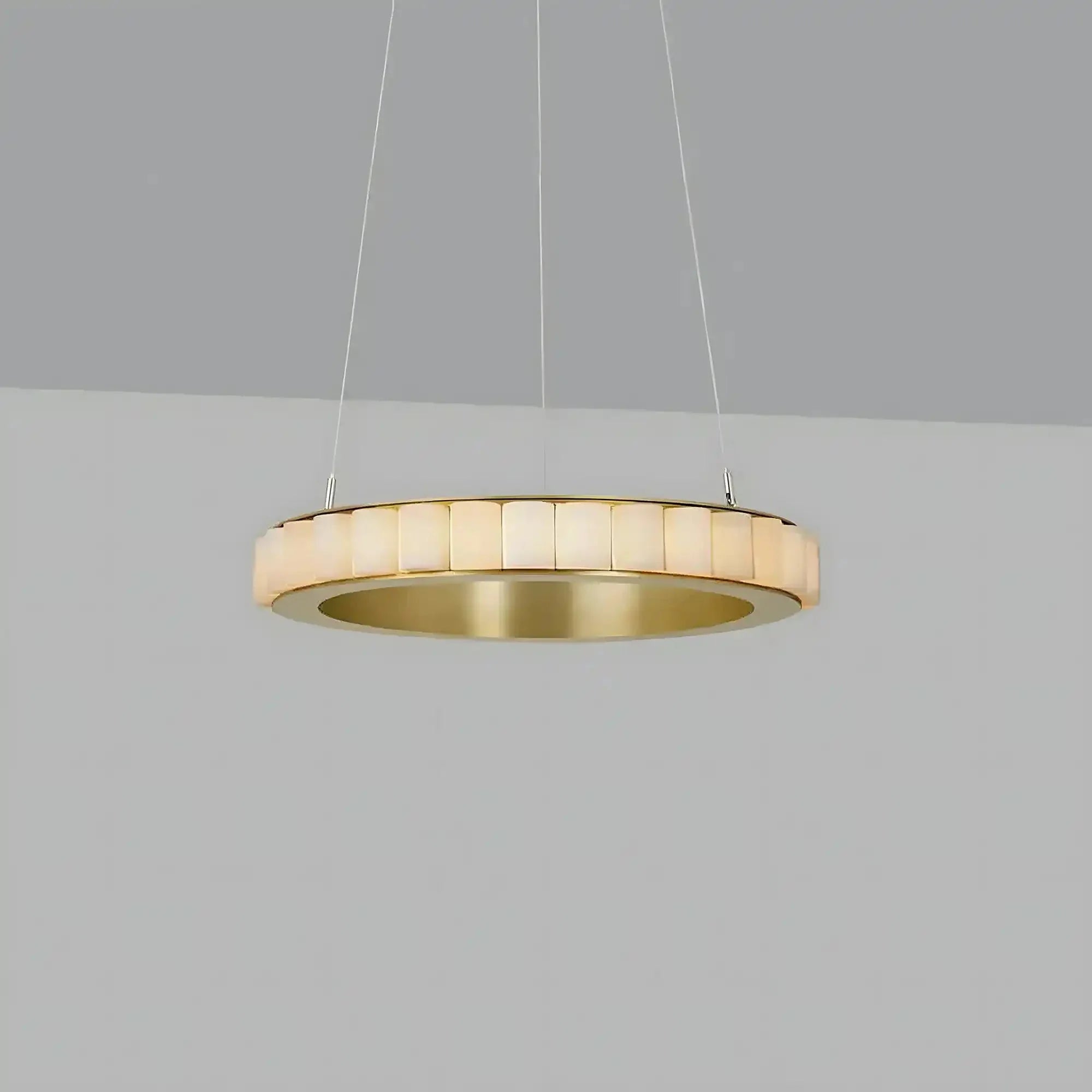 Avalon Alabaster Round Chandelier - 31.5″Dia x 59″HBlackWarm White-Briglighting