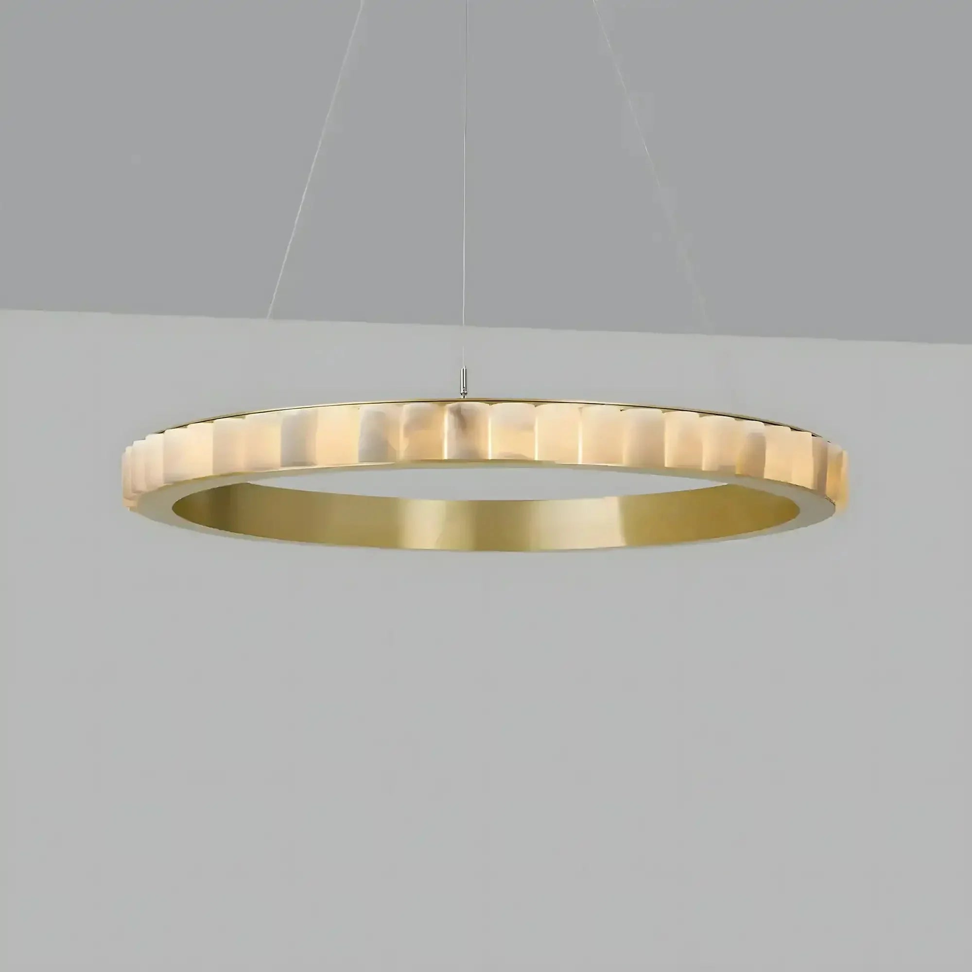 Avalon Alabaster Round Chandelier - 39.4″Dia x 59″HBlackWarm White-Briglighting