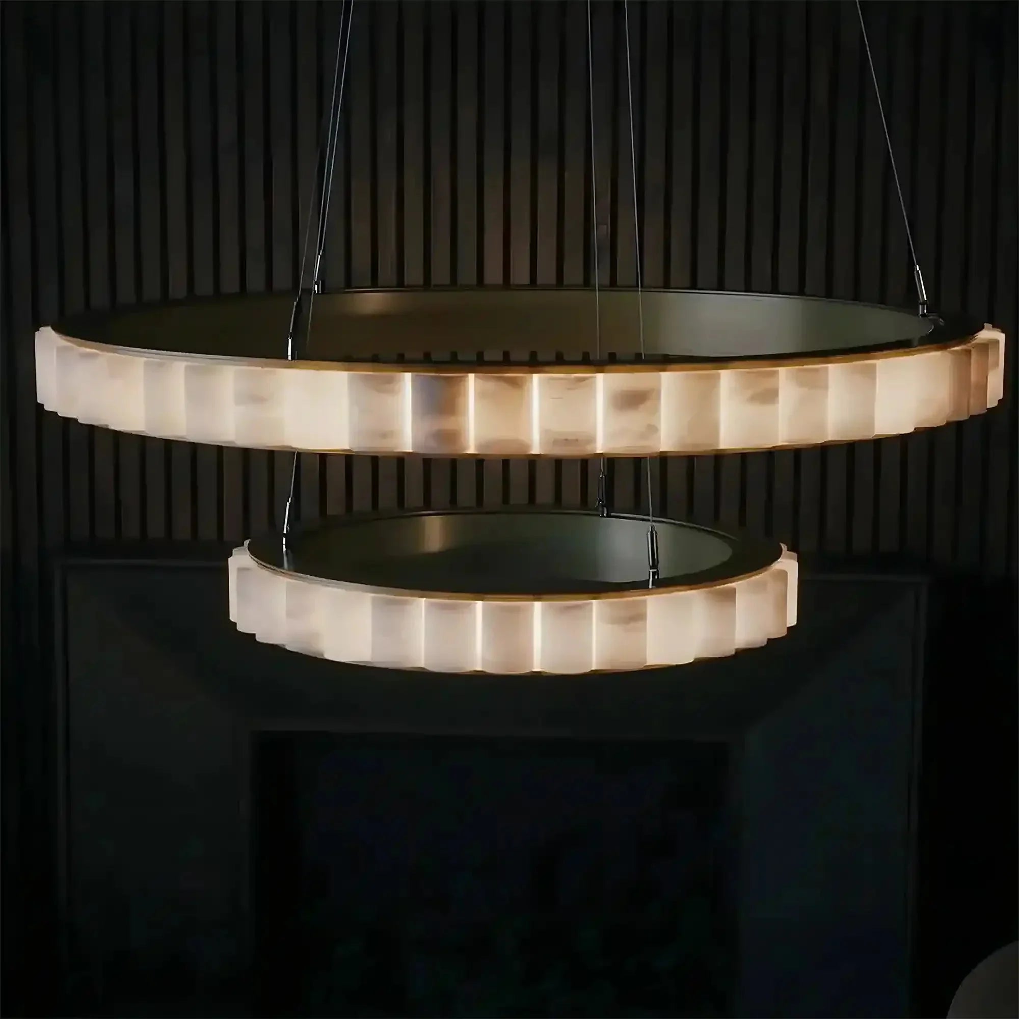 Avalon Alabaster Round Chandelier - 31.5″Dia x 59″HCopperWarm White-Briglighting