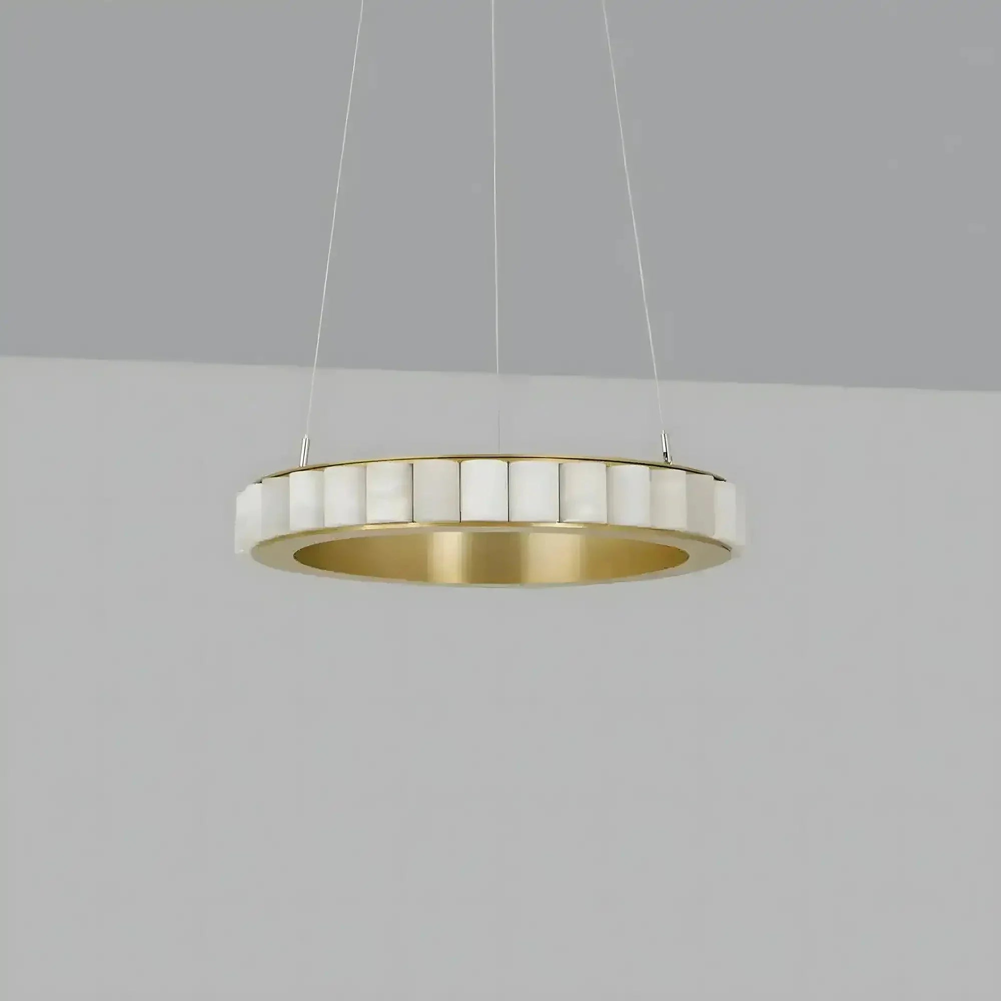 Avalon Alabaster Round Chandelier - 31.5″Dia x 59″HBlackWarm White-Briglighting