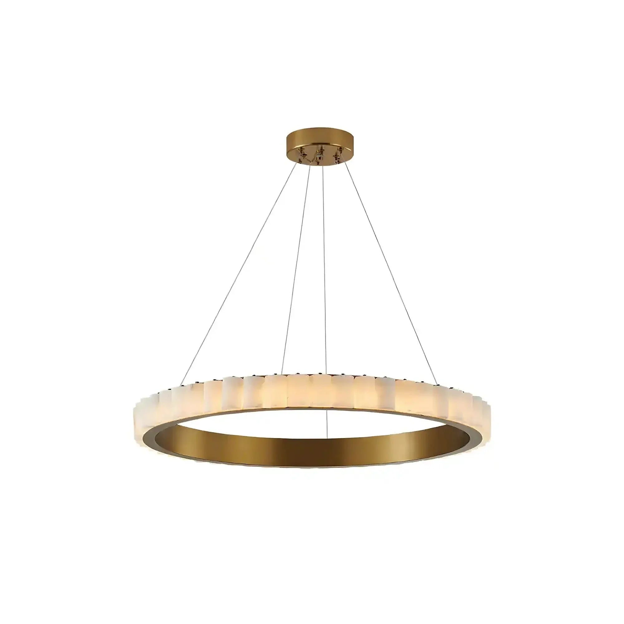 Avalon Alabaster Round Chandelier - 23.6″Dia x 59″HBlackWarm White-Briglighting