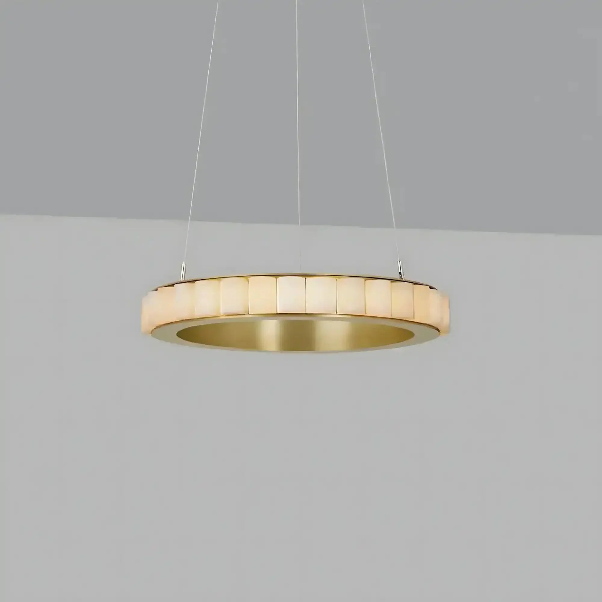 Avalon Alabaster Round Chandelier - 31.5″Dia x 59″HBlackWarm White-Briglighting