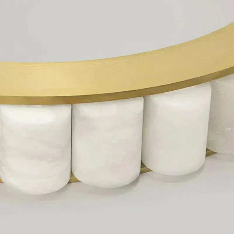 Avalon Halo Modern Chandelier - Satin Brass With Honed Alabaster Stone-Briglighting