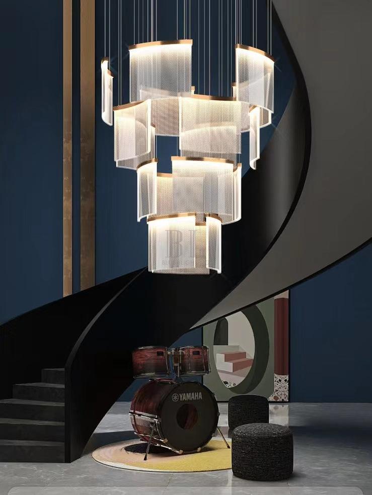 Designer Tile Chandelier For Foyer And High Ceiling Living Room-Briglighting