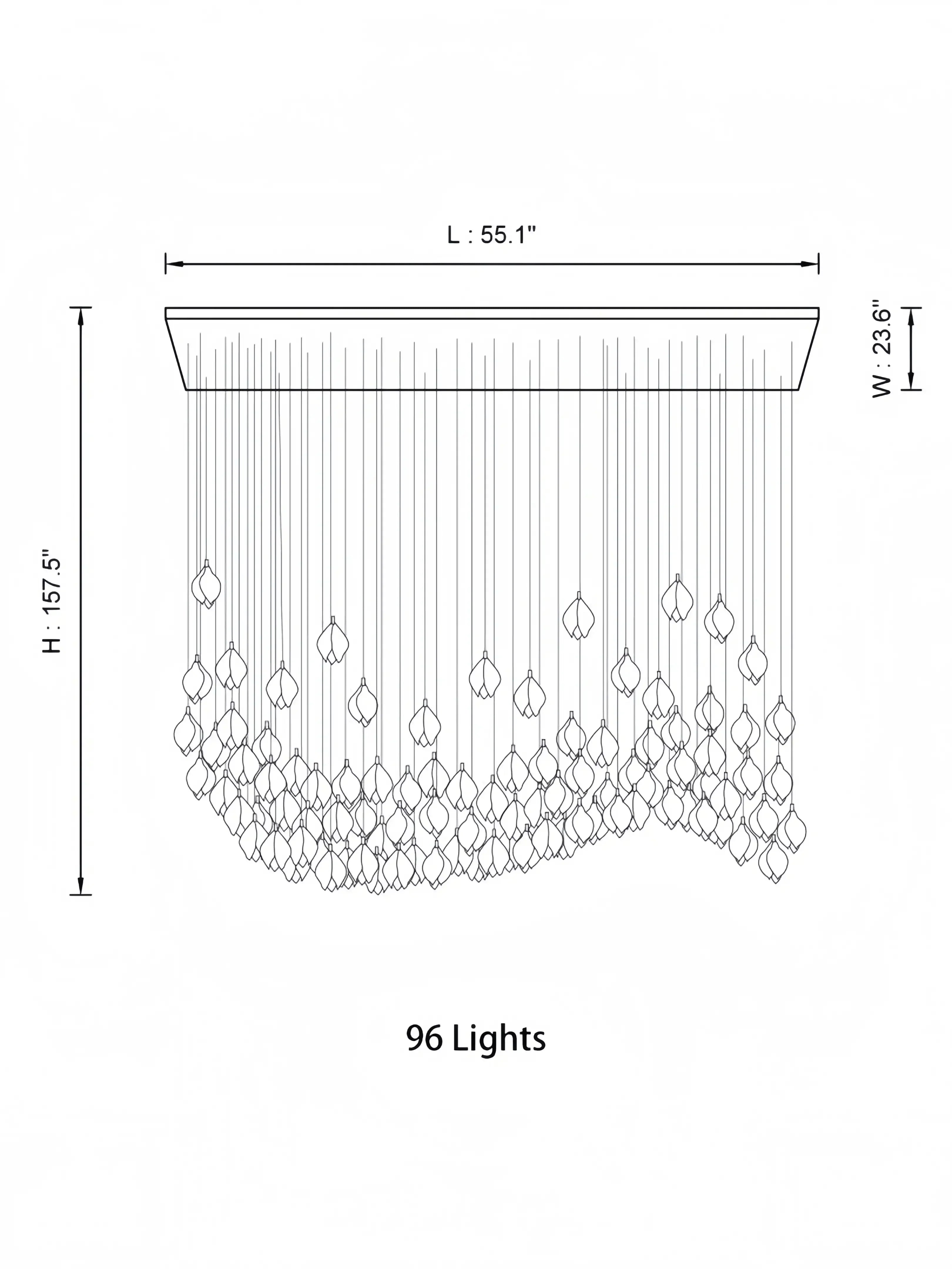 Bloom Chandelier - 26 Lights | Ellipse styleEmitting White LightingBriglighting