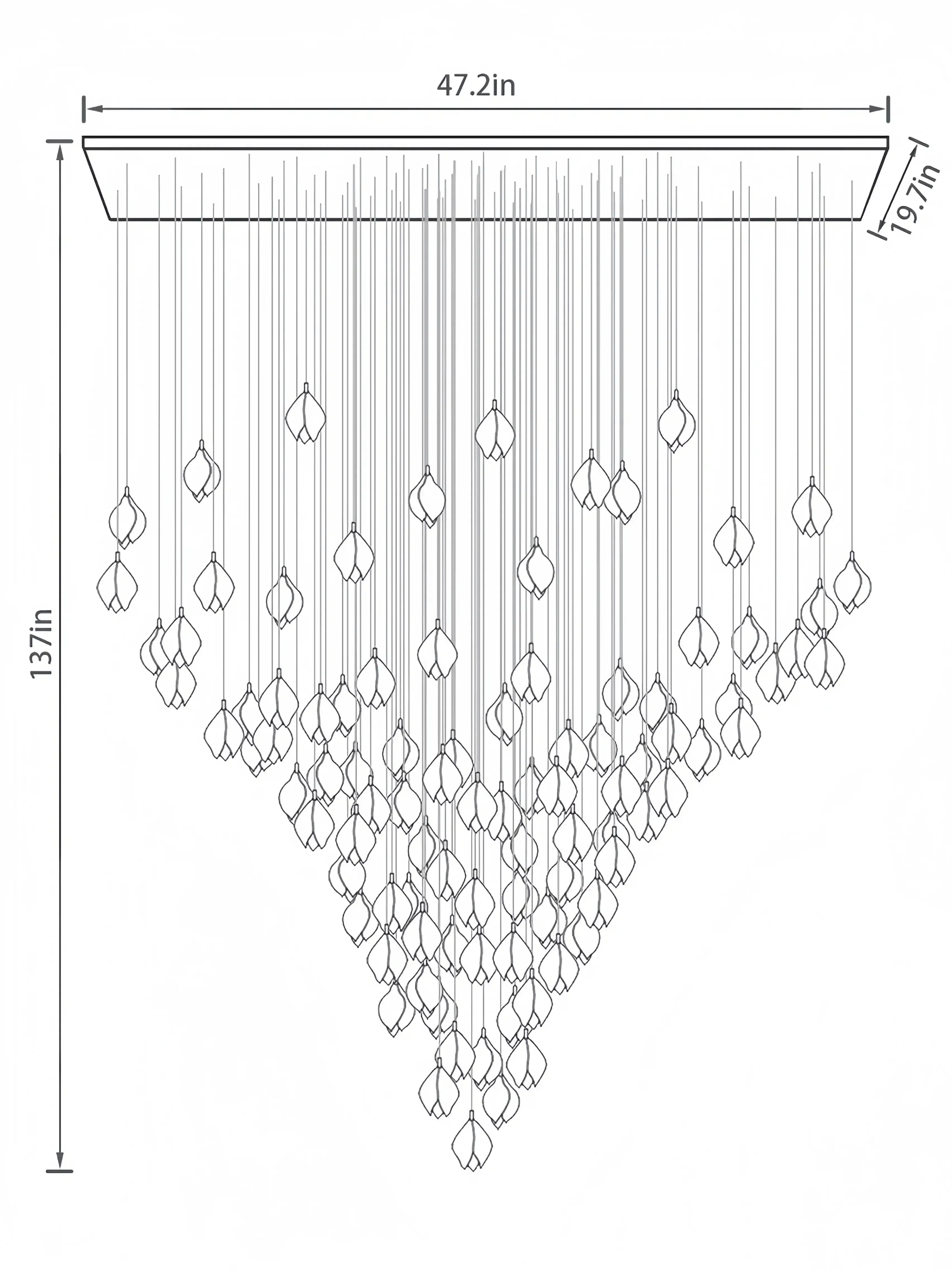 Bloom Chandelier - 26 Lights | Ellipse styleEmitting White LightingBriglighting