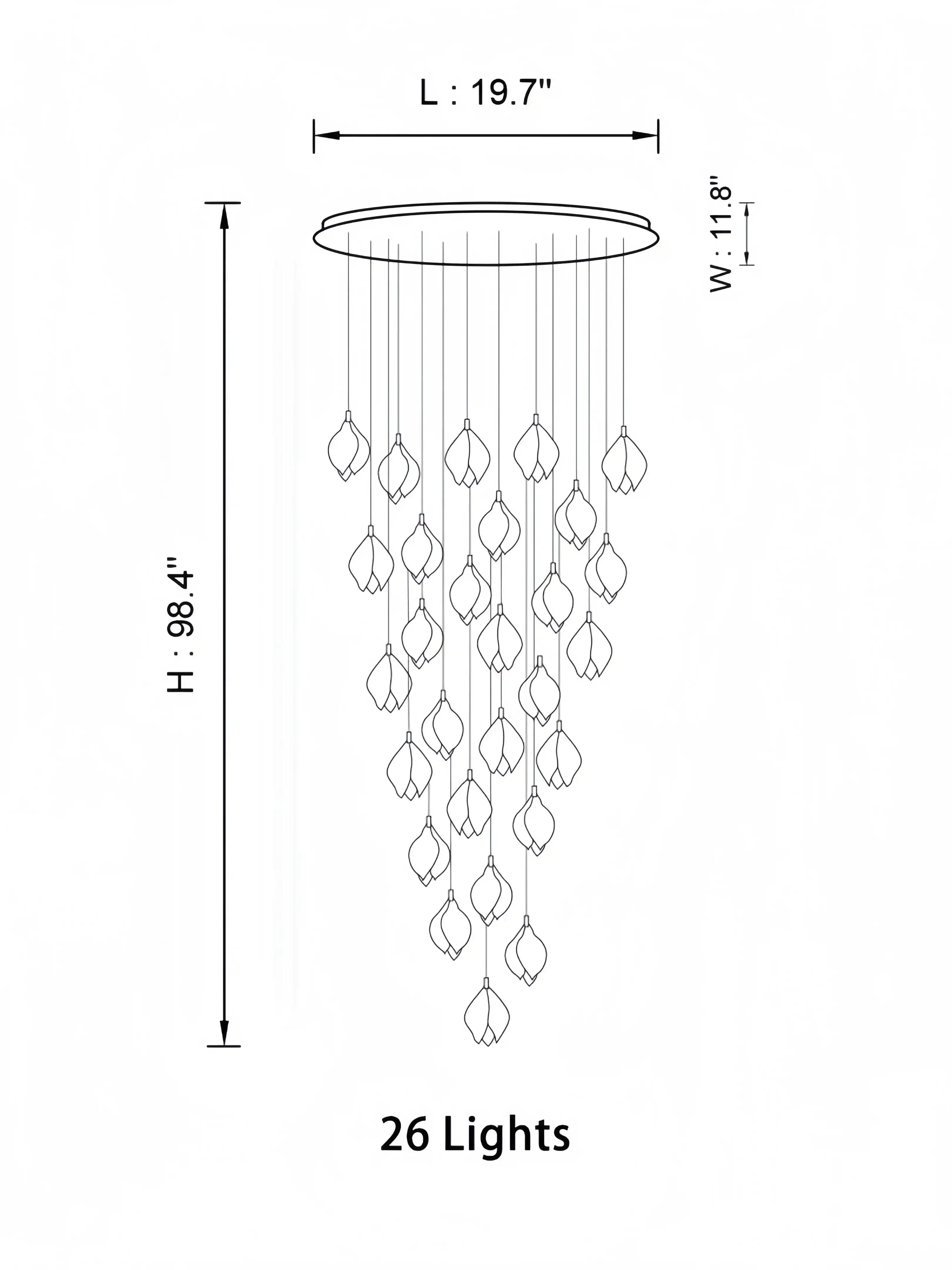 Bloom Chandelier - 26 Lights | Ellipse styleEmitting White LightingBriglighting