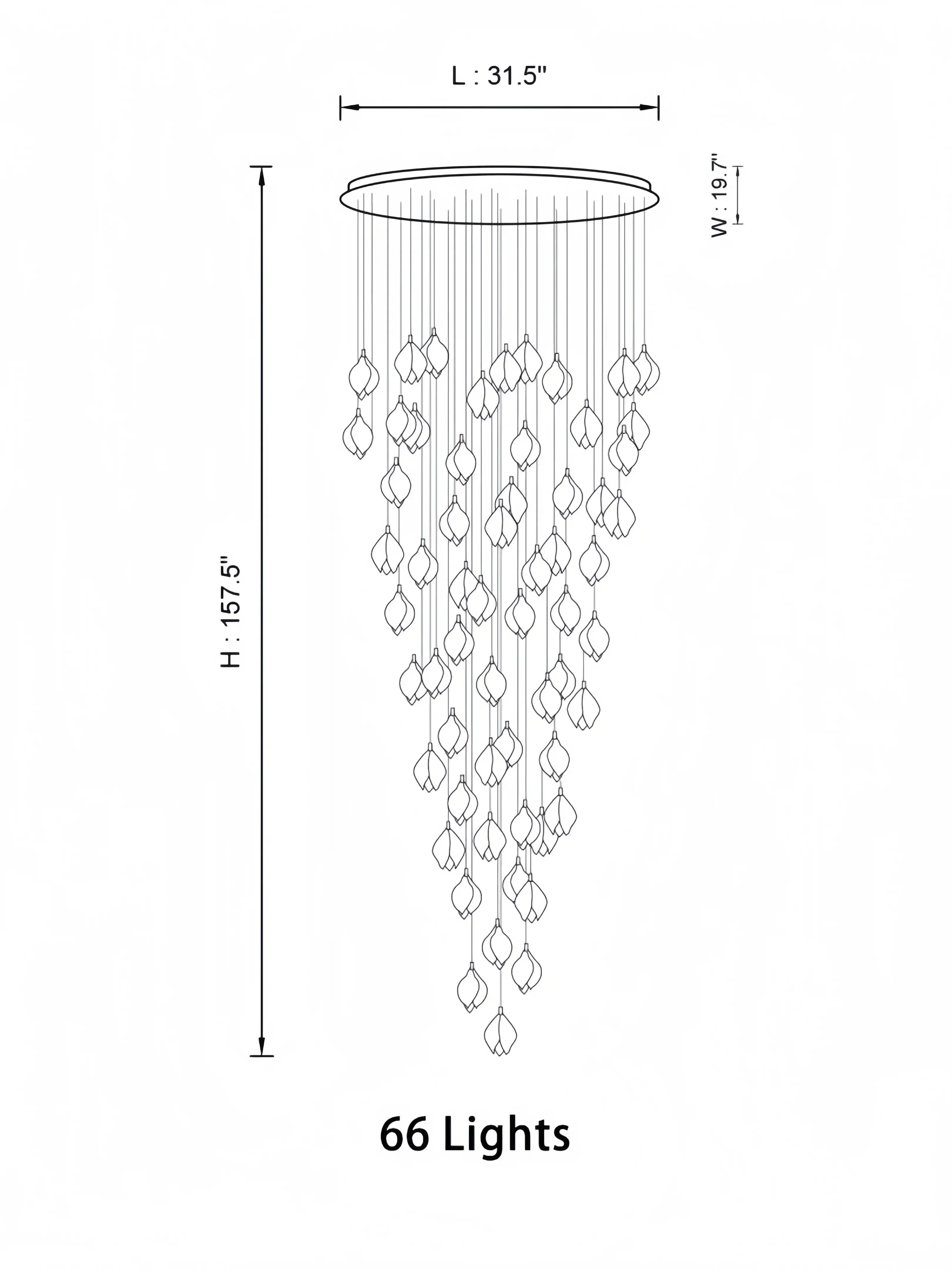 Bloom Chandelier - 26 Lights | Ellipse styleEmitting White LightingBriglighting