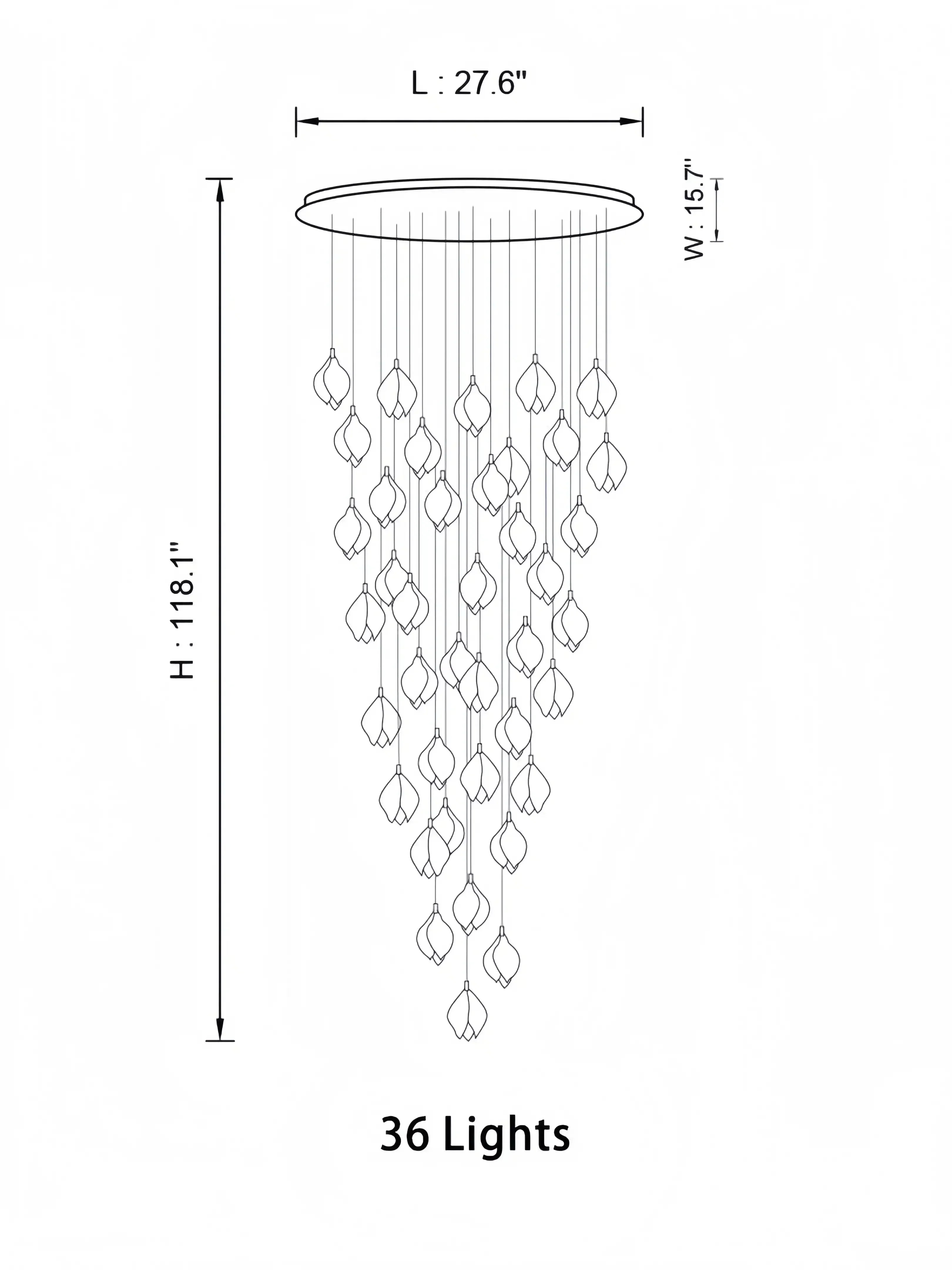Bloom Chandelier - 26 Lights | Ellipse styleEmitting White LightingBriglighting