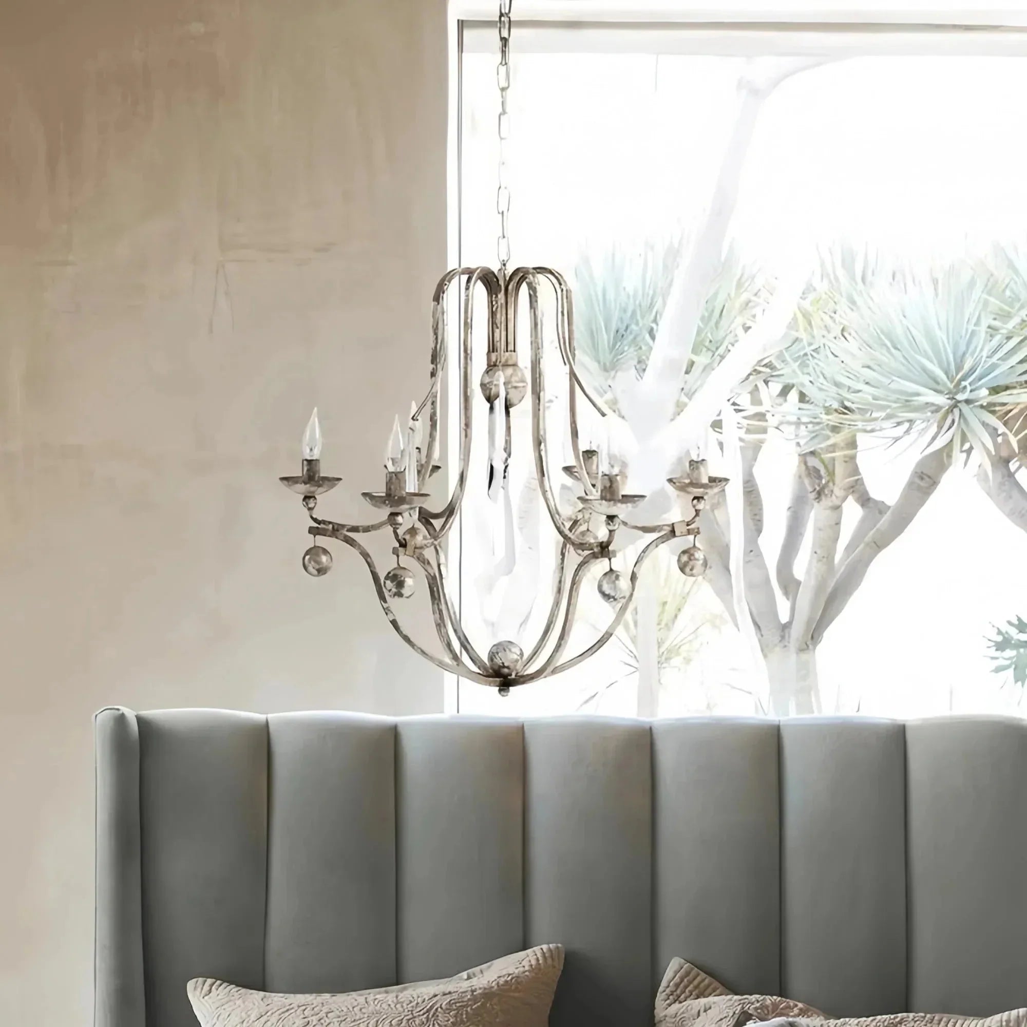 Bonitai Chandelier- Silver - clear finish, modern home lighting