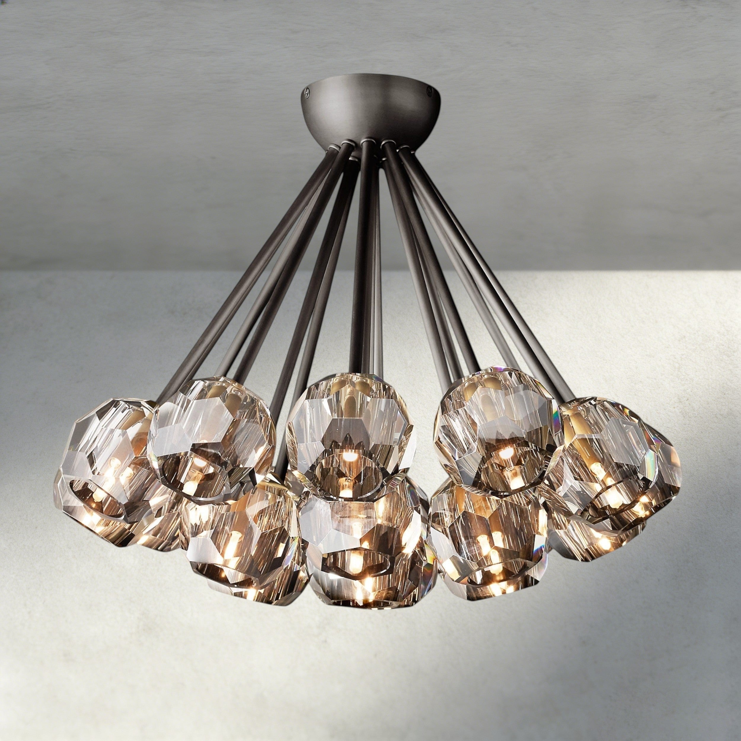 Boule De Clear/ Smoke Cristal Flushmount 24"-Briglighting