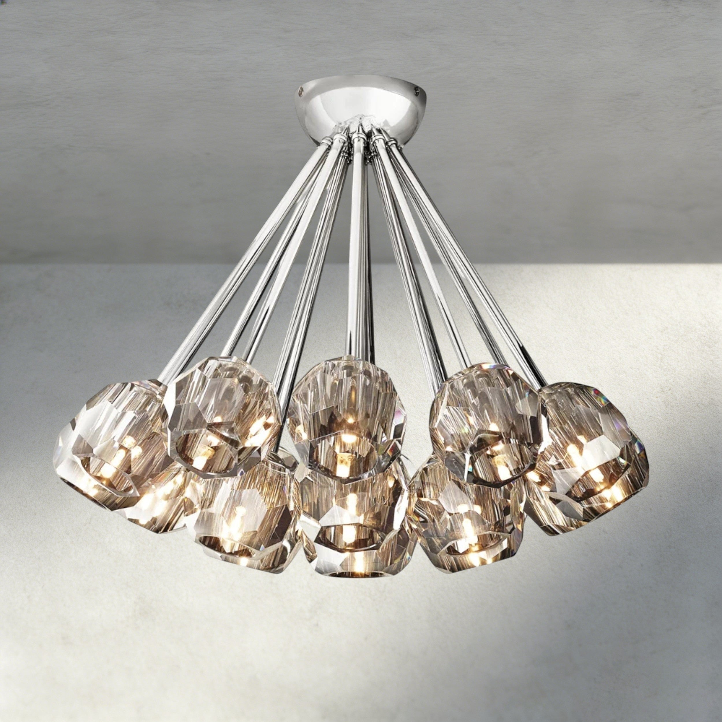 Boule De Clear/ Smoke Cristal Flushmount 24"-Briglighting