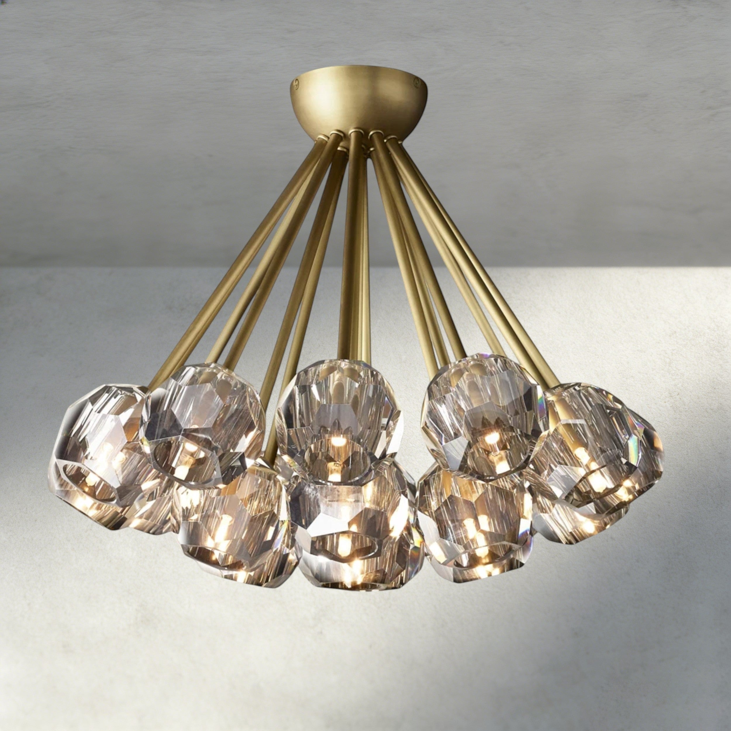 Boule De Clear/ Smoke Cristal Flushmount 24"-Briglighting