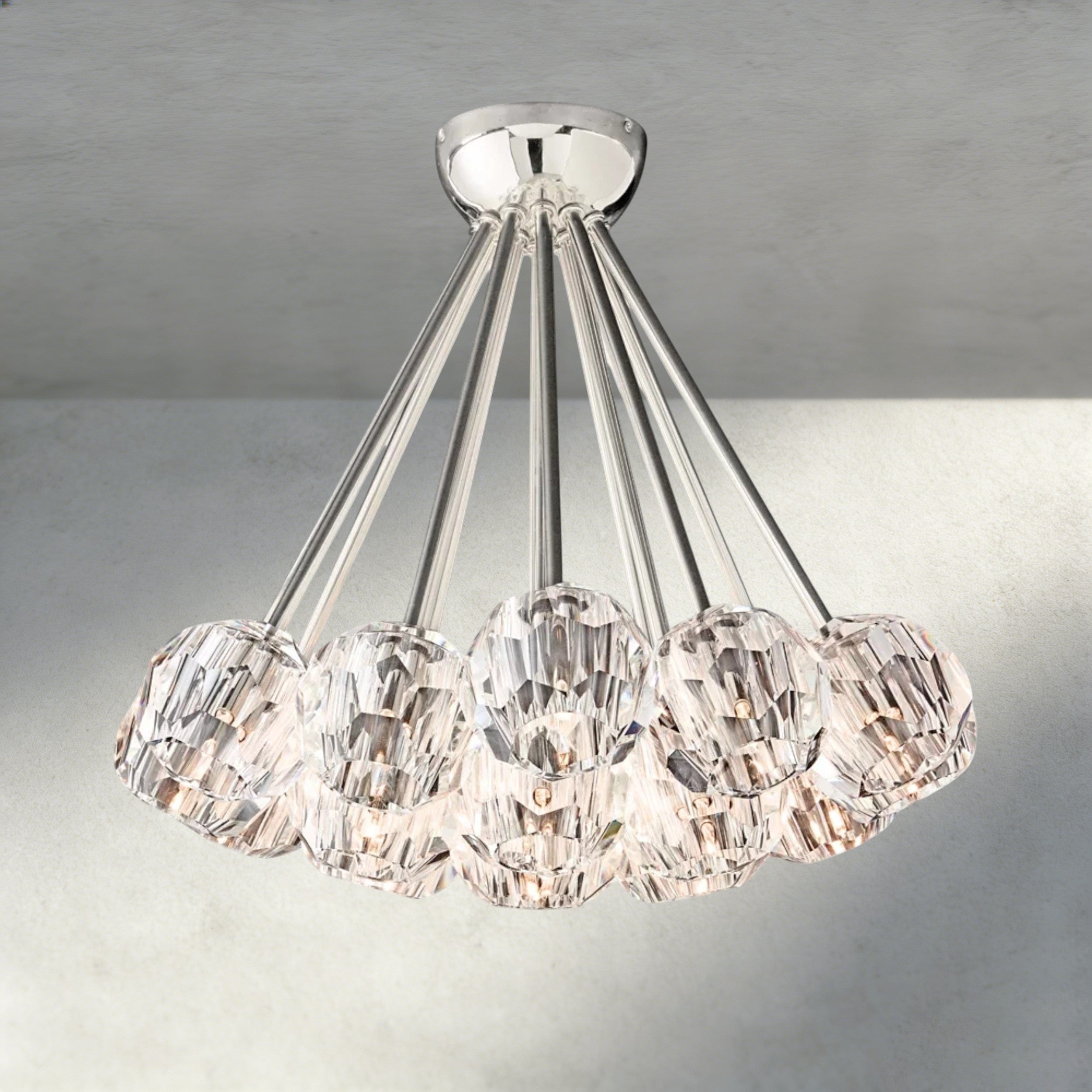 Boule De Clear/ Smoke Cristal Flushmount 24"-Briglighting