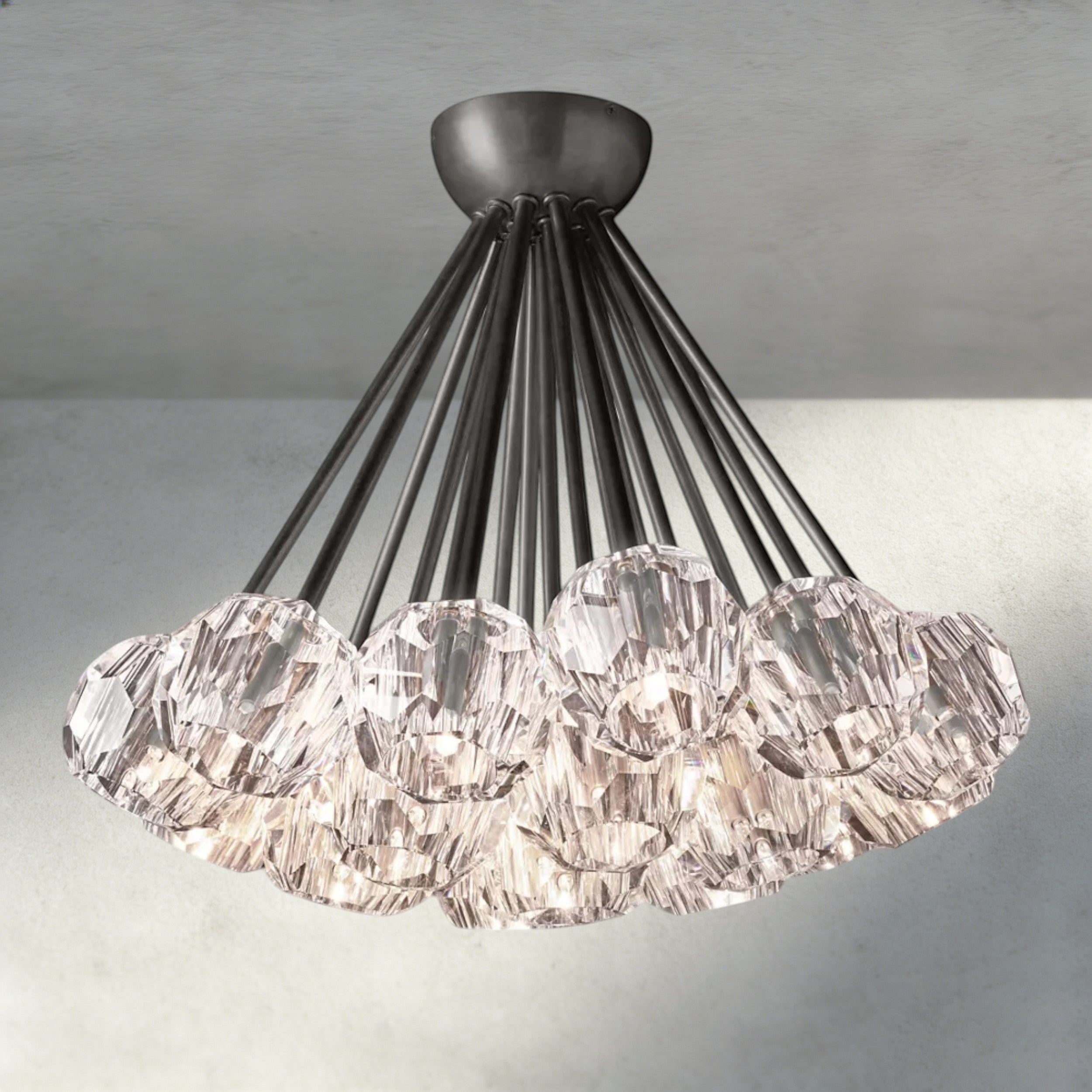 Boule De Clear/ Smoke Cristal Flushmount 24"-Briglighting