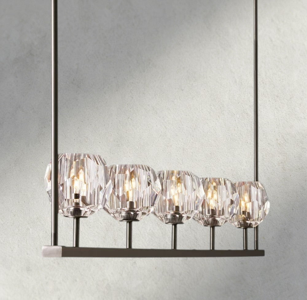 Boule De Cristal Clear Glass Linear Chandelier 48", 60"-Briglighting