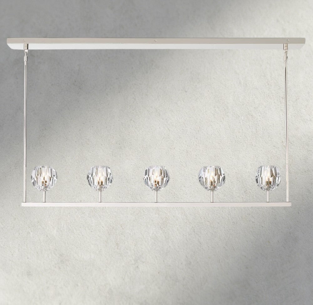 Boule De Cristal Clear Glass Linear Chandelier 48", 60"-Briglighting
