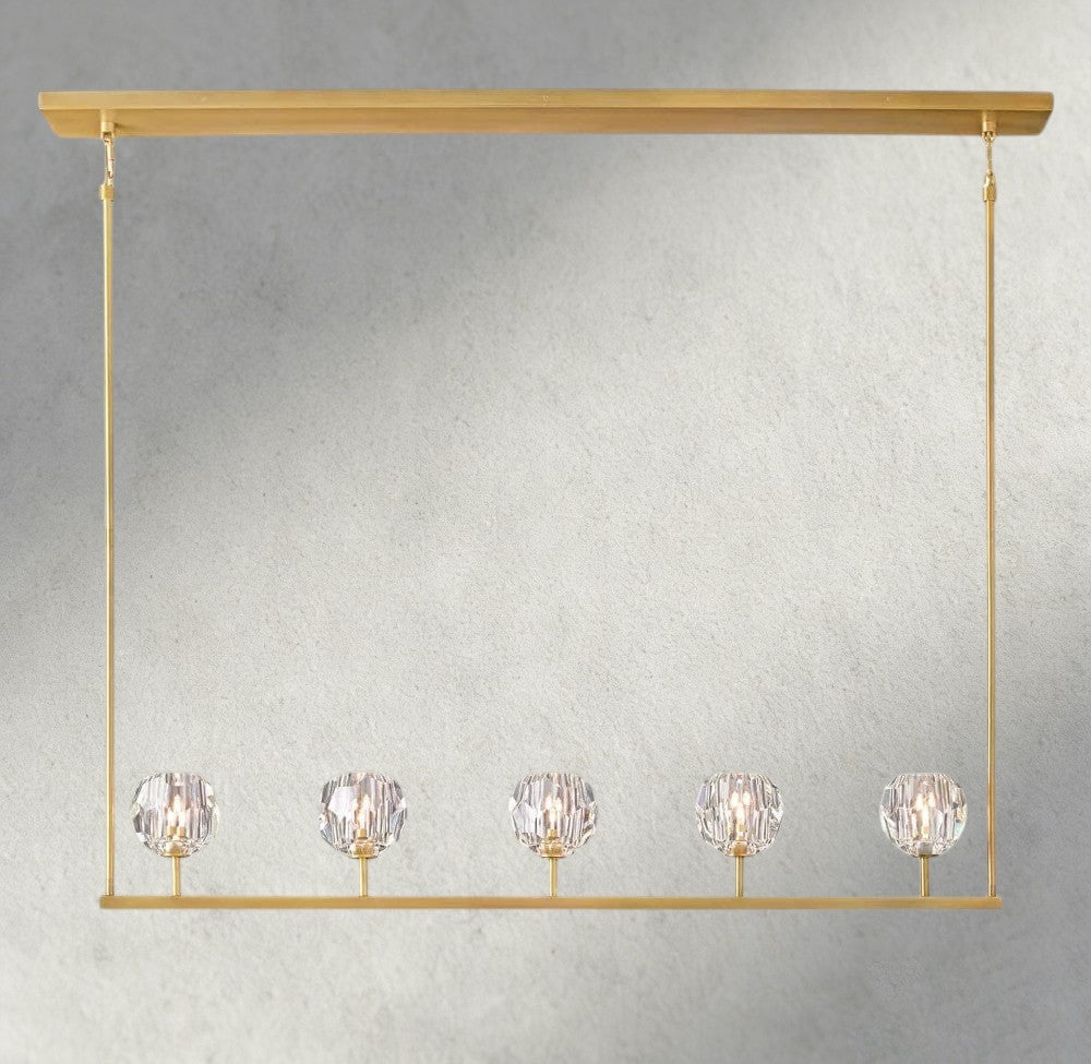 Boule De Cristal Clear Glass Linear Chandelier 48", 60"-Briglighting