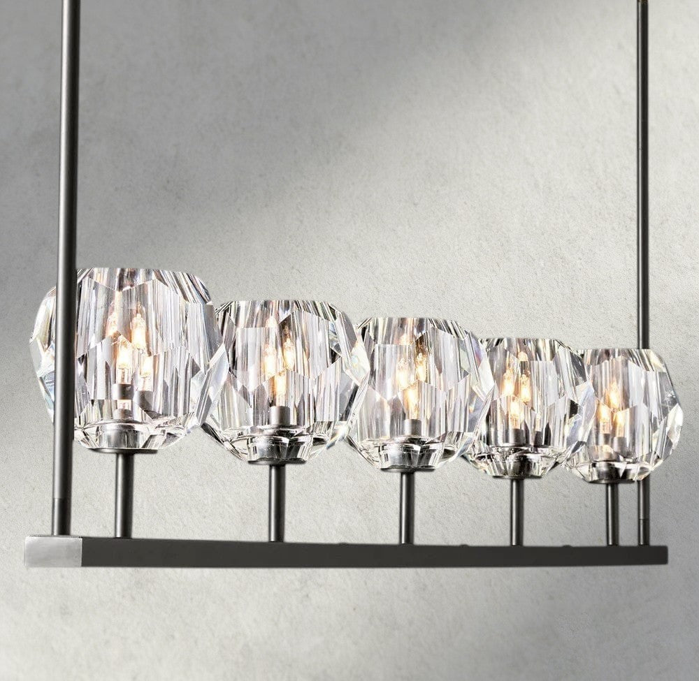 Boule De Cristal Clear Glass Linear Chandelier 48", 60"-Briglighting