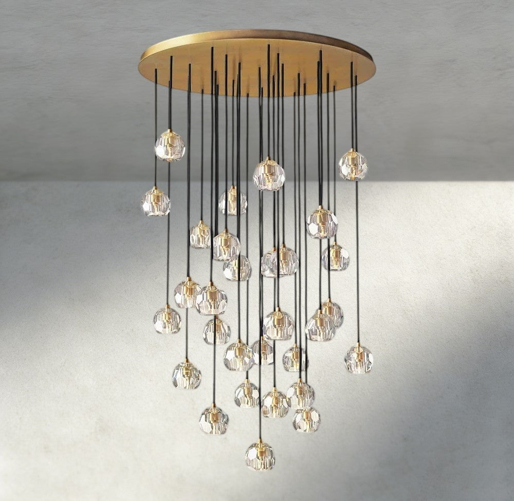 Boule De Cristal Clear/ Smoke Glass Round Cluster Chandelier 14", 19", 24", 30", 40"-Briglighting