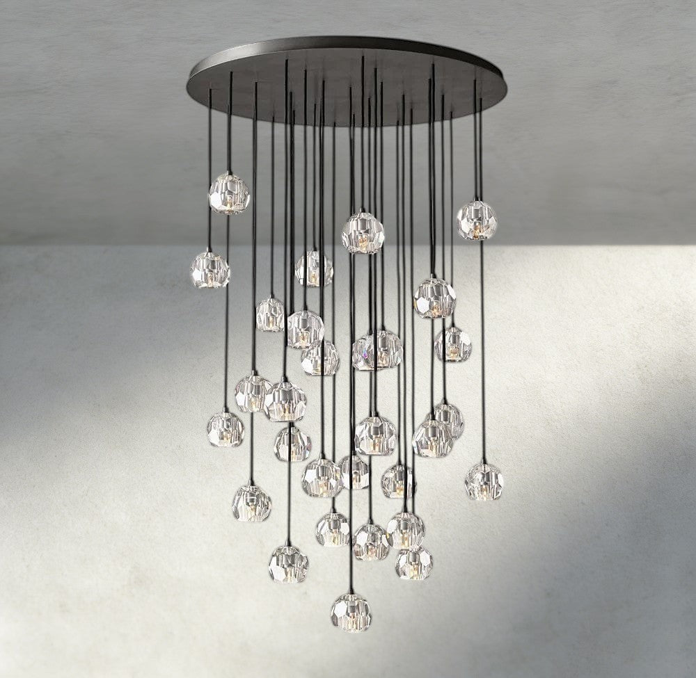 Boule De Cristal Clear/ Smoke Glass Round Cluster Chandelier 14", 19", 24", 30", 40"-Briglighting