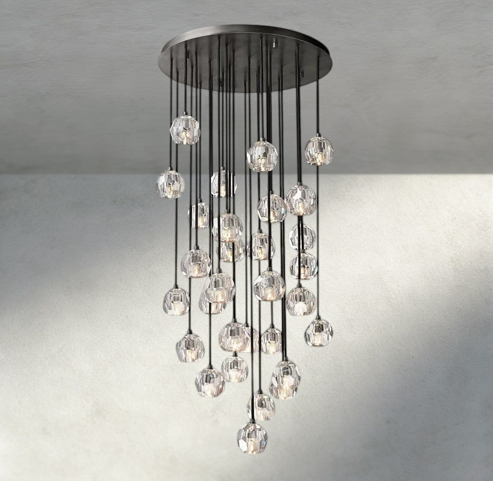Boule De Cristal Clear/ Smoke Glass Round Cluster Chandelier 14", 19", 24", 30", 40"-Briglighting