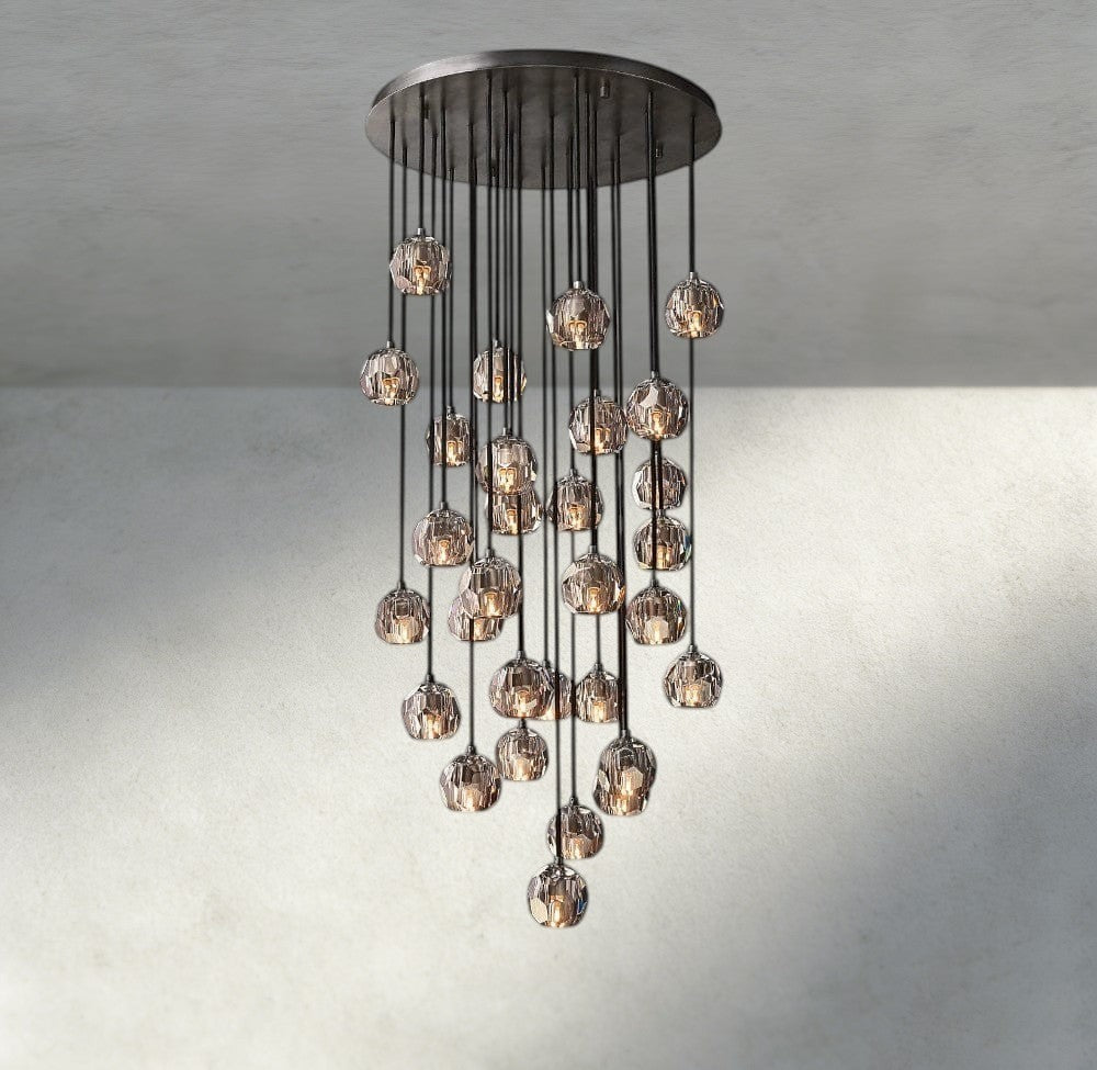 Boule De Cristal Clear/ Smoke Glass Round Cluster Chandelier 14", 19", 24", 30", 40"-Briglighting