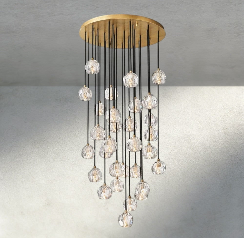 Boule De Cristal Clear/ Smoke Glass Round Cluster Chandelier 14", 19", 24", 30", 40"-Briglighting