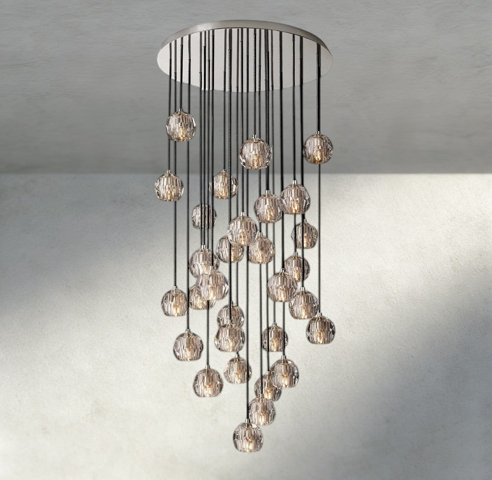 Boule De Cristal Clear/ Smoke Glass Round Cluster Chandelier 14", 19", 24", 30", 40"-Briglighting