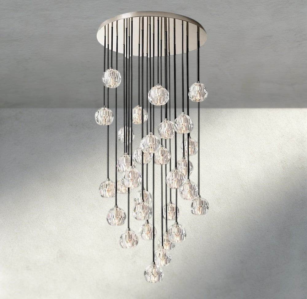 Boule De Cristal Clear/ Smoke Glass Round Cluster Chandelier 14", 19", 24", 30", 40"-Briglighting