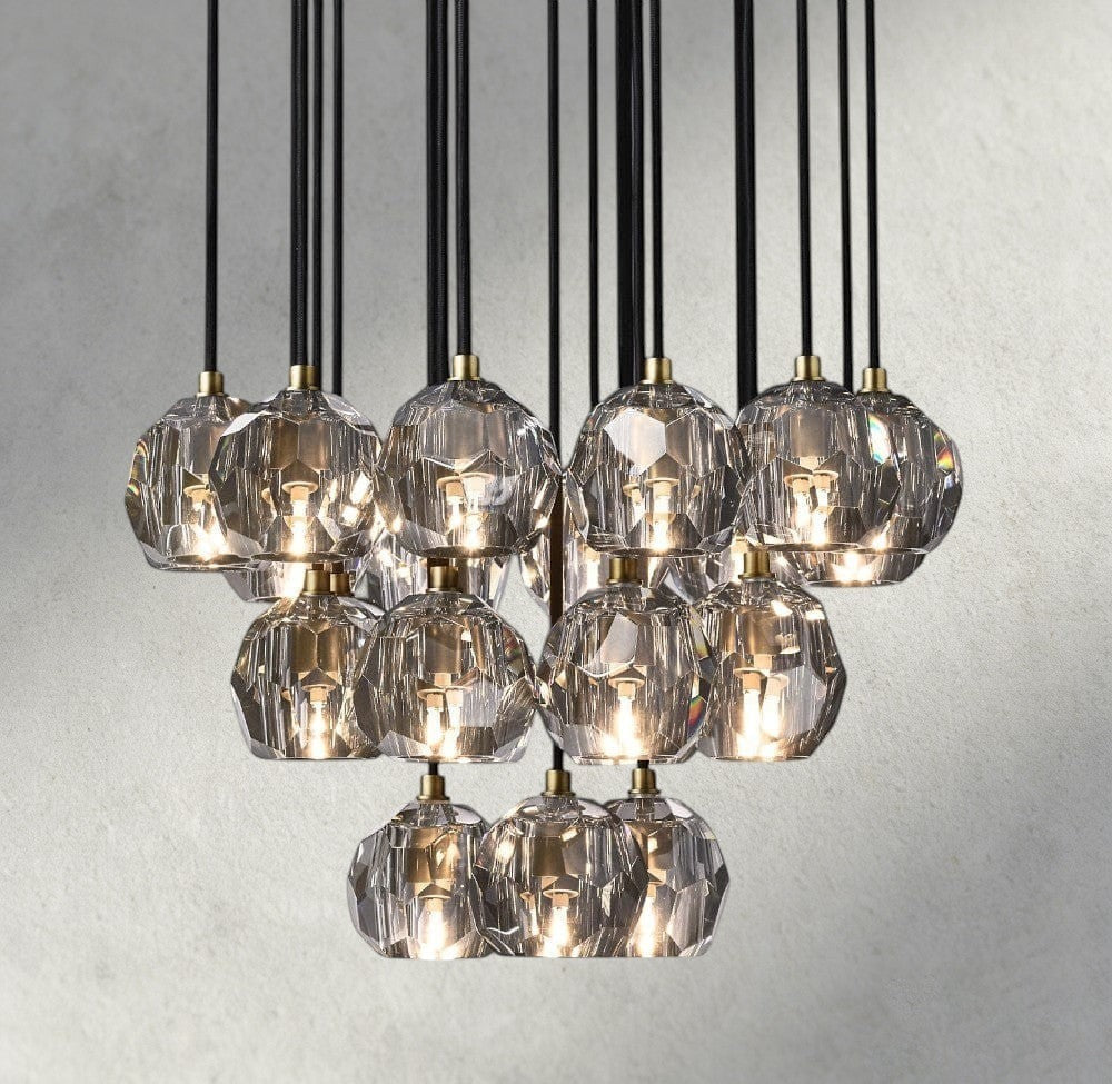 Boule De Cristal Clear/ Smoke Glass Round Cluster Chandelier 14", 19", 24", 30", 40"-Briglighting