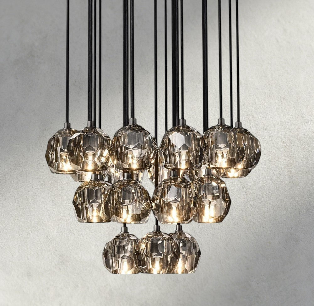 Boule De Cristal Clear/ Smoke Glass Round Cluster Chandelier 14", 19", 24", 30", 40"-Briglighting