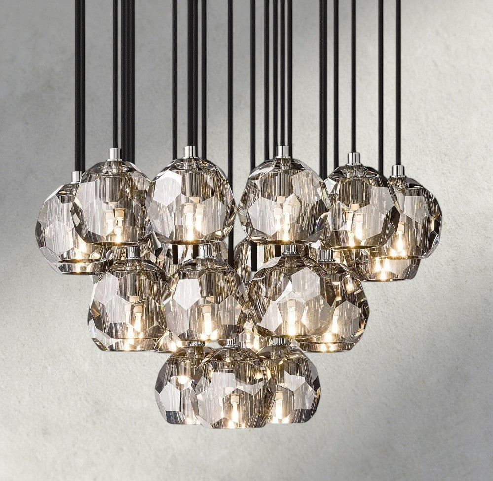 Boule De Cristal Clear/ Smoke Glass Round Cluster Chandelier 14", 19", 24", 30", 40"-Briglighting