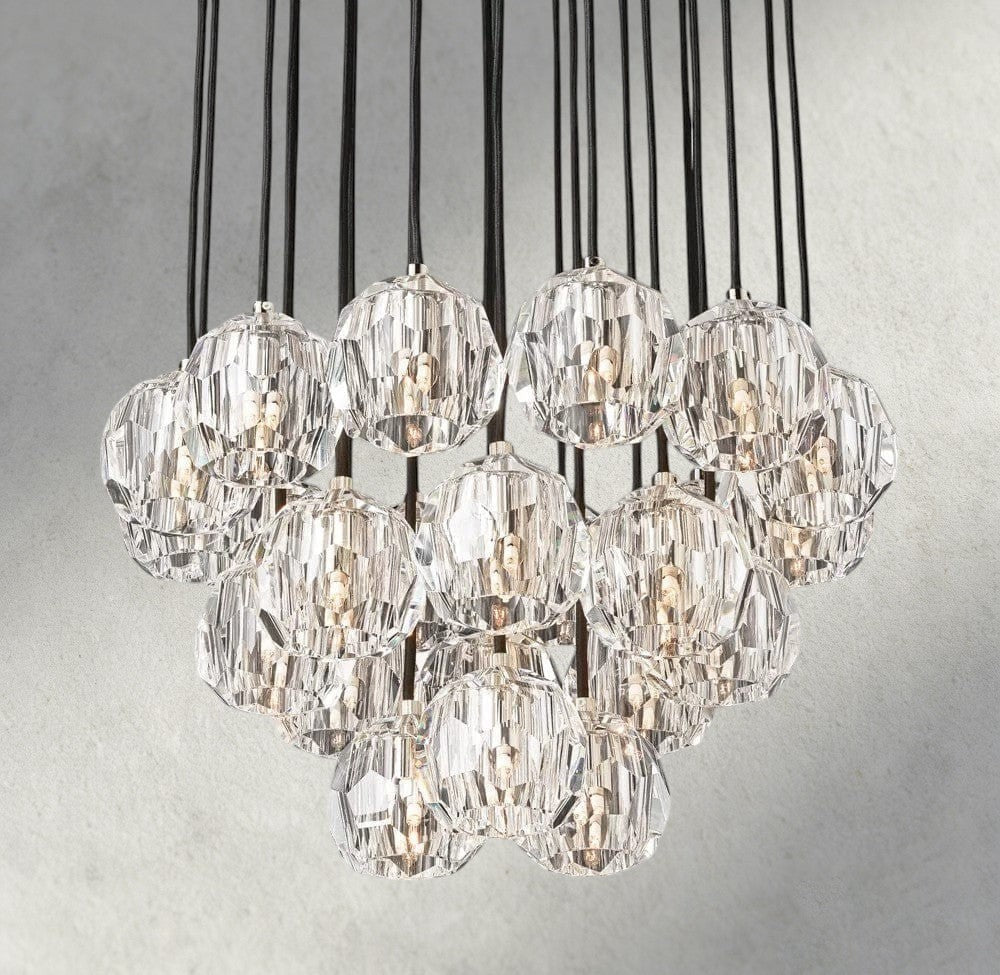 Boule De Cristal Clear/ Smoke Glass Round Cluster Chandelier 14", 19", 24", 30", 40"-Briglighting