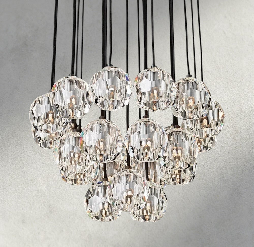 Boule De Cristal Clear/ Smoke Glass Round Cluster Chandelier 14", 19", 24", 30", 40"-Briglighting
