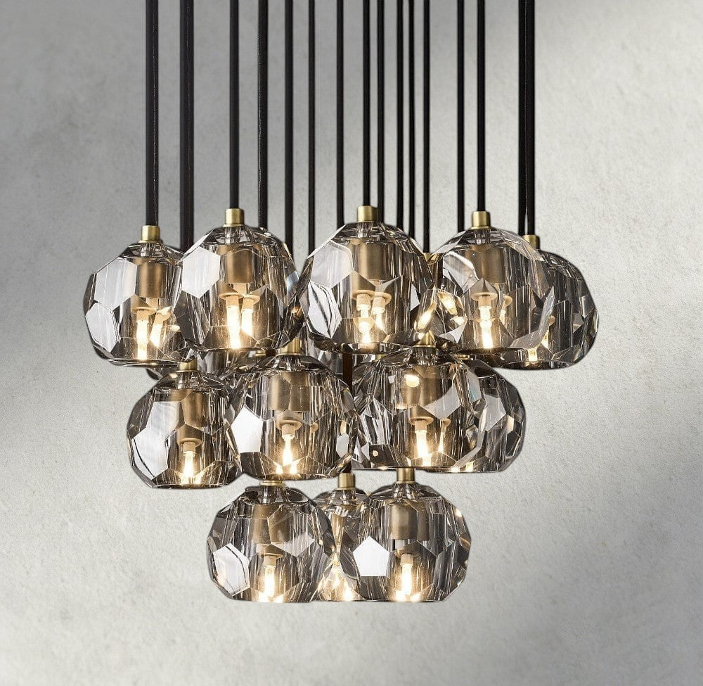 Boule De Cristal Clear/ Smoke Glass Round Cluster Chandelier 14", 19", 24", 30", 40"-Briglighting