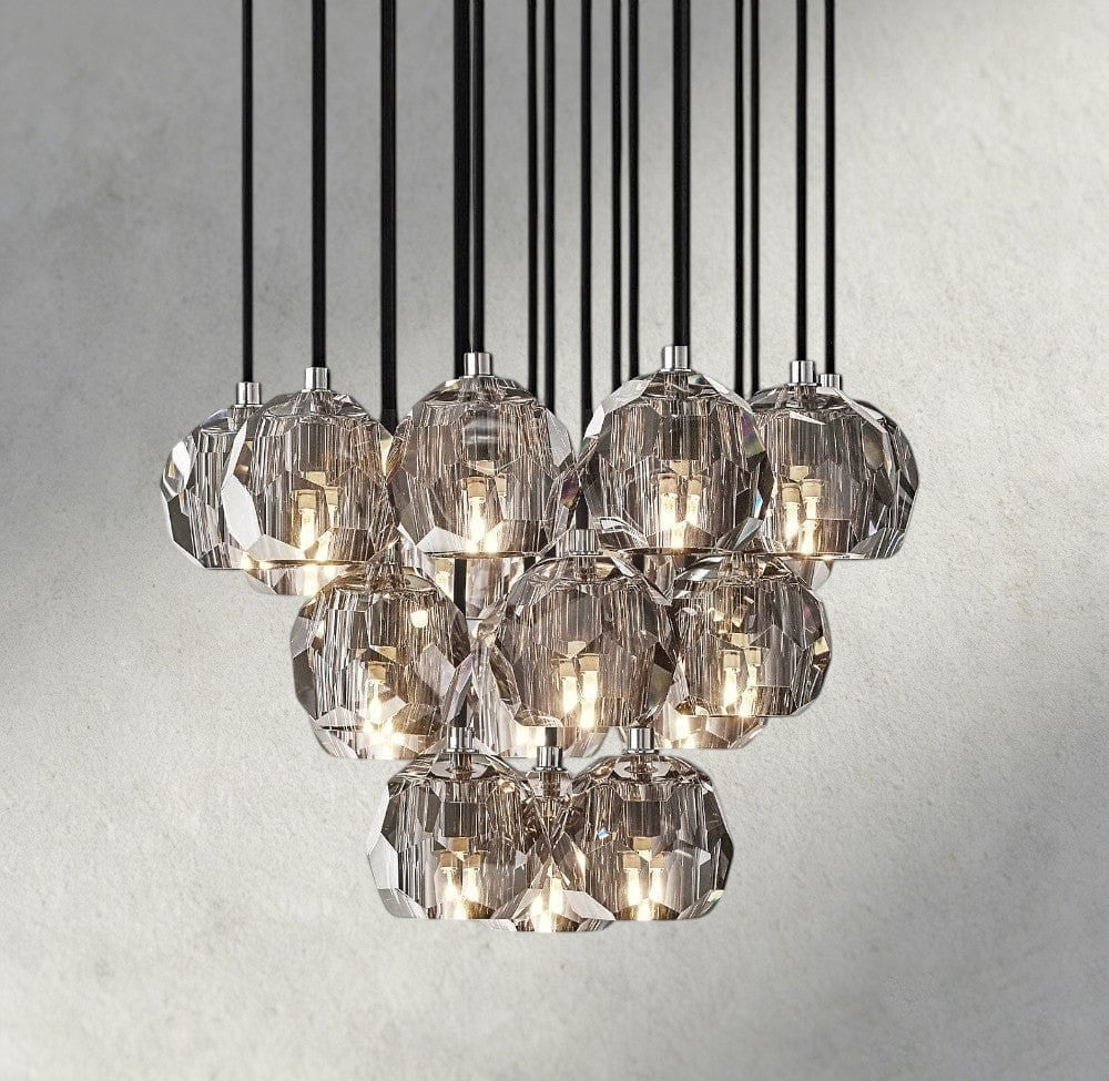 Boule De Cristal Clear/ Smoke Glass Round Cluster Chandelier 14", 19", 24", 30", 40"-Briglighting