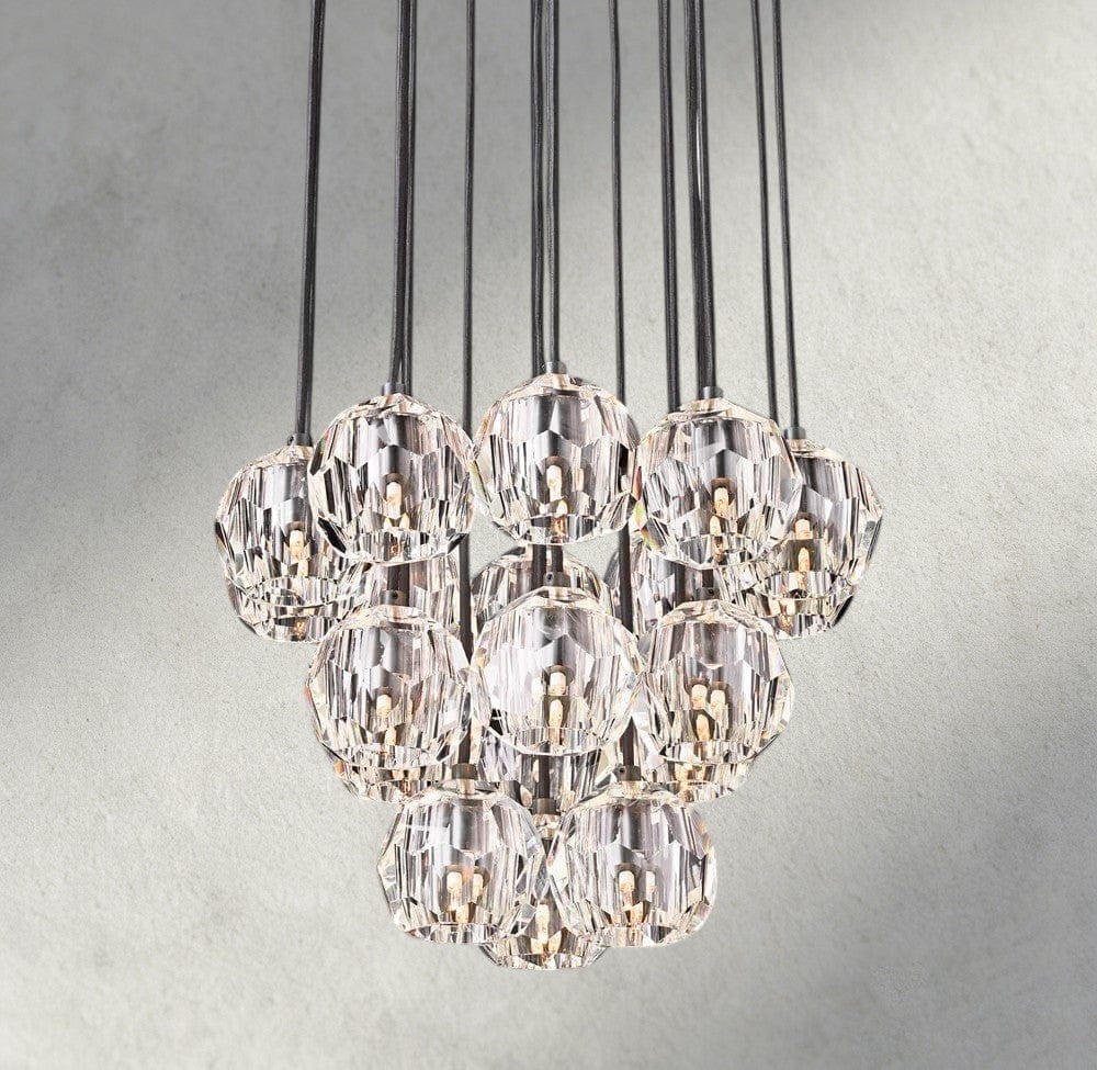 Boule De Cristal Clear/ Smoke Glass Round Cluster Chandelier 14", 19", 24", 30", 40"-Briglighting