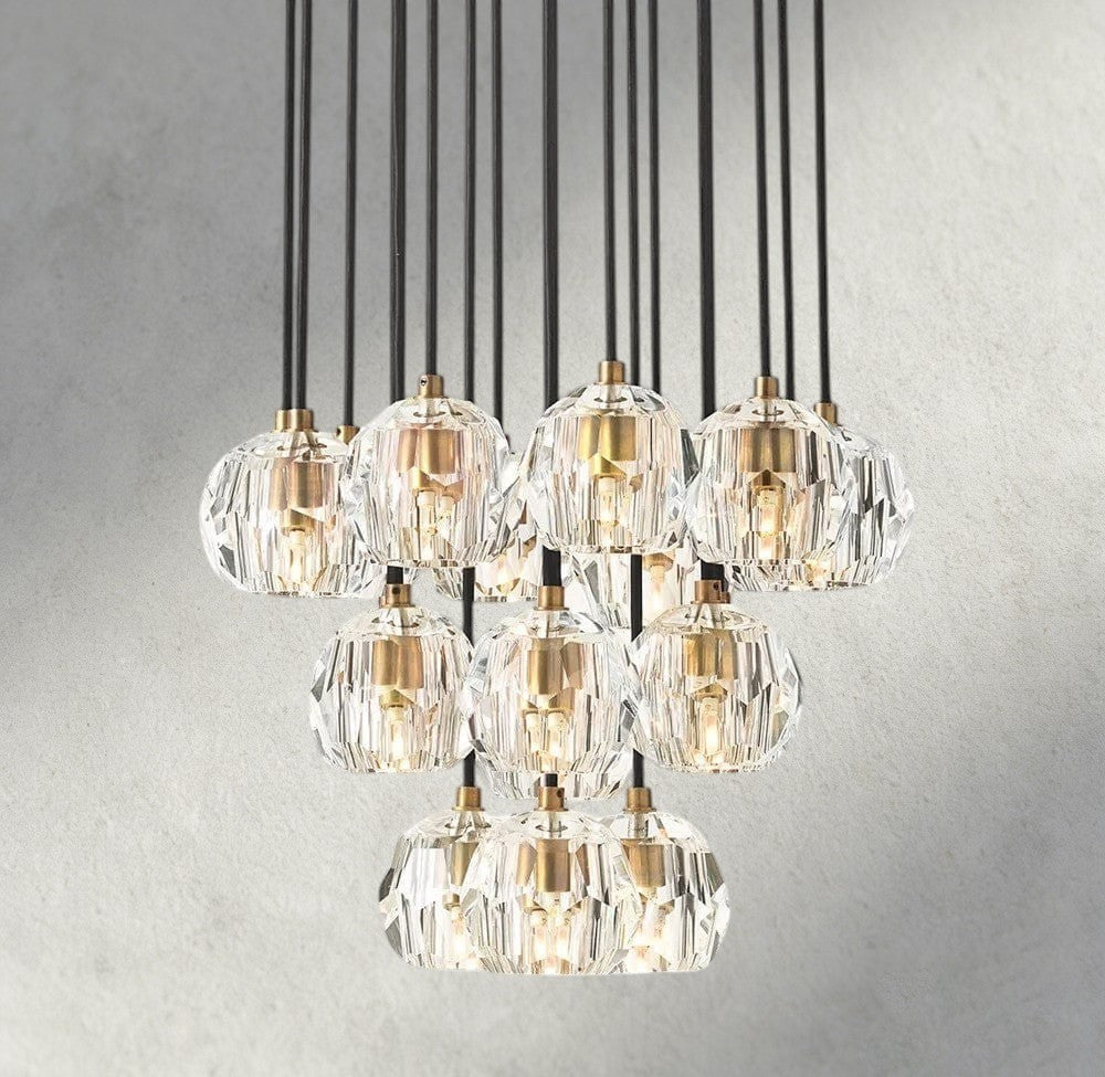 Boule De Cristal Clear/ Smoke Glass Round Cluster Chandelier 14", 19", 24", 30", 40"-Briglighting