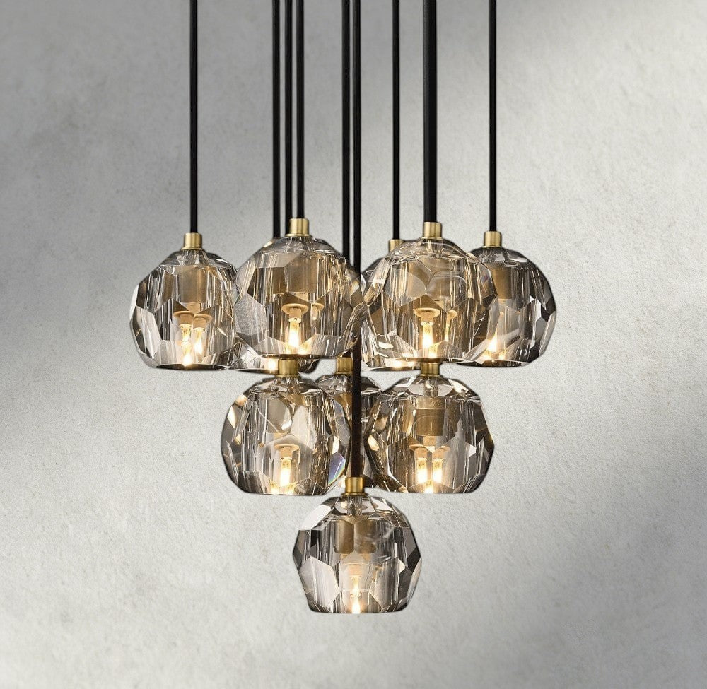Boule De Cristal Clear/ Smoke Glass Round Cluster Chandelier 14", 19", 24", 30", 40"-Briglighting