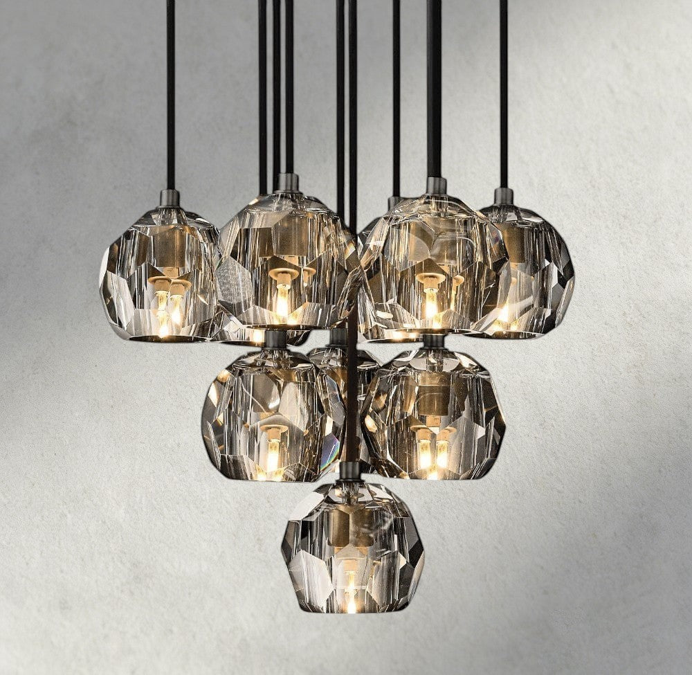 Boule De Cristal Clear/ Smoke Glass Round Cluster Chandelier 14", 19", 24", 30", 40"-Briglighting