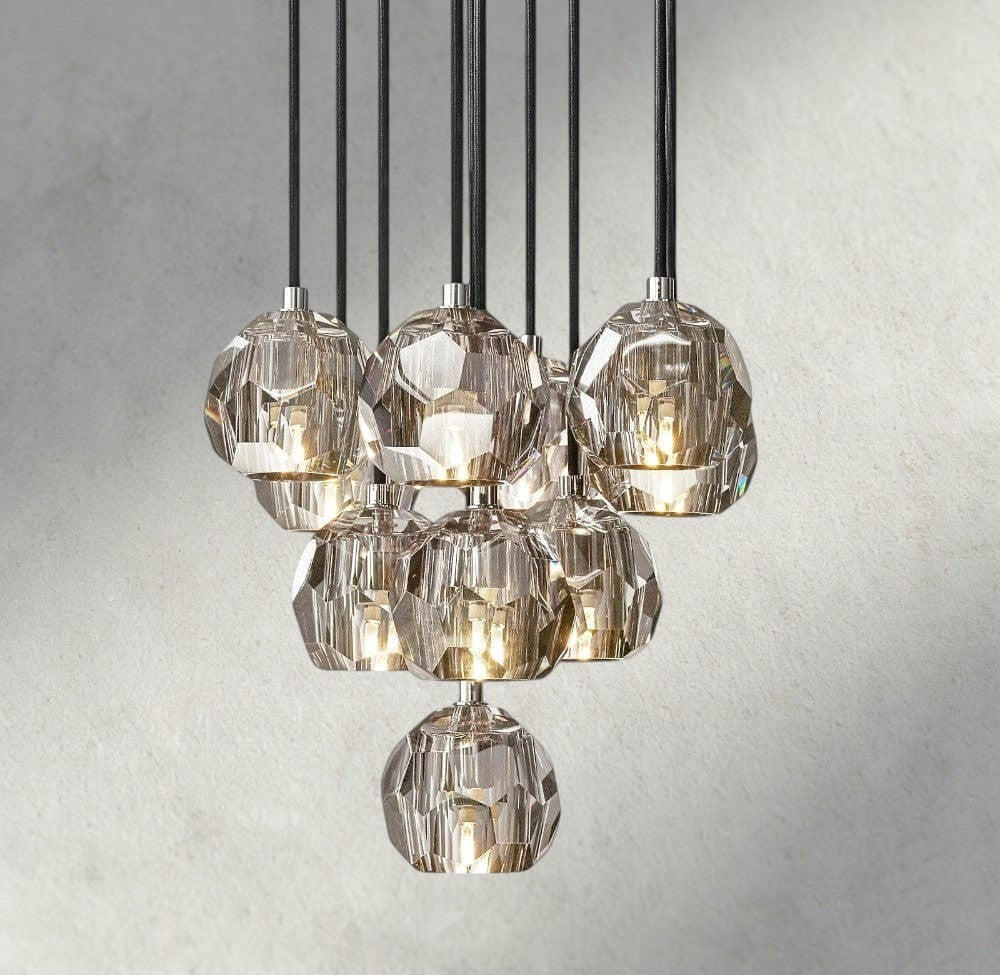 Boule De Cristal Clear/ Smoke Glass Round Cluster Chandelier 14", 19", 24", 30", 40"-Briglighting
