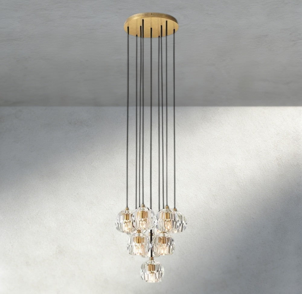 Boule De Cristal Clear/ Smoke Glass Round Cluster Chandelier 14", 19", 24", 30", 40"-Briglighting