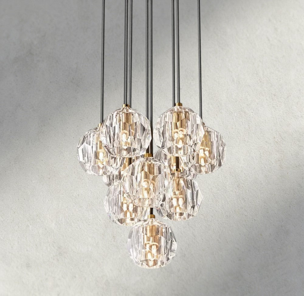 Boule De Cristal Clear/ Smoke Glass Round Cluster Chandelier 14", 19", 24", 30", 40"-Briglighting