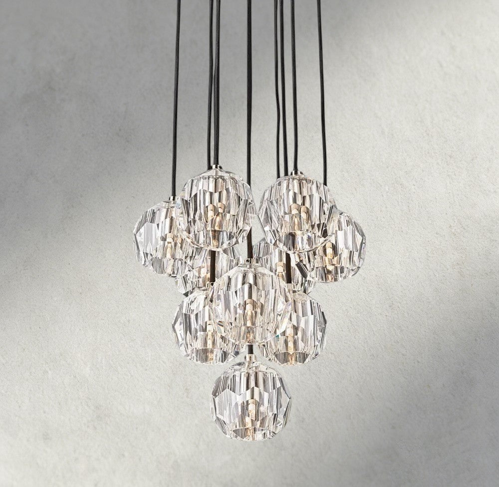 Boule De Cristal Clear/ Smoke Glass Round Cluster Chandelier 14", 19", 24", 30", 40"-Briglighting