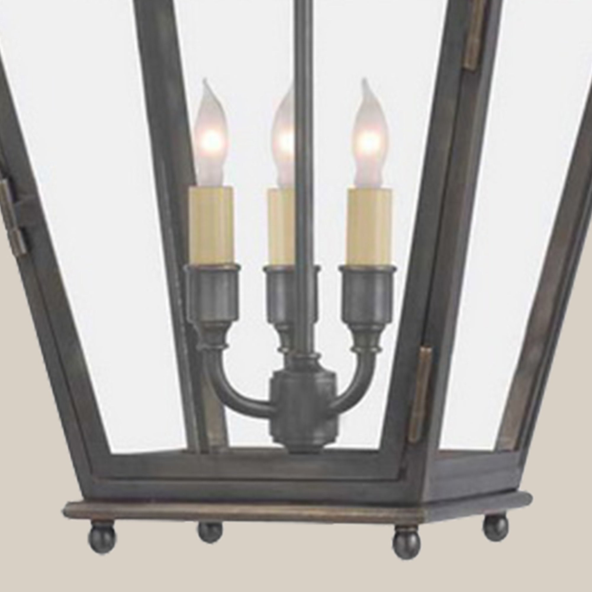 3-Light Bronze-Finish Wall Lantern with Clear Glass
