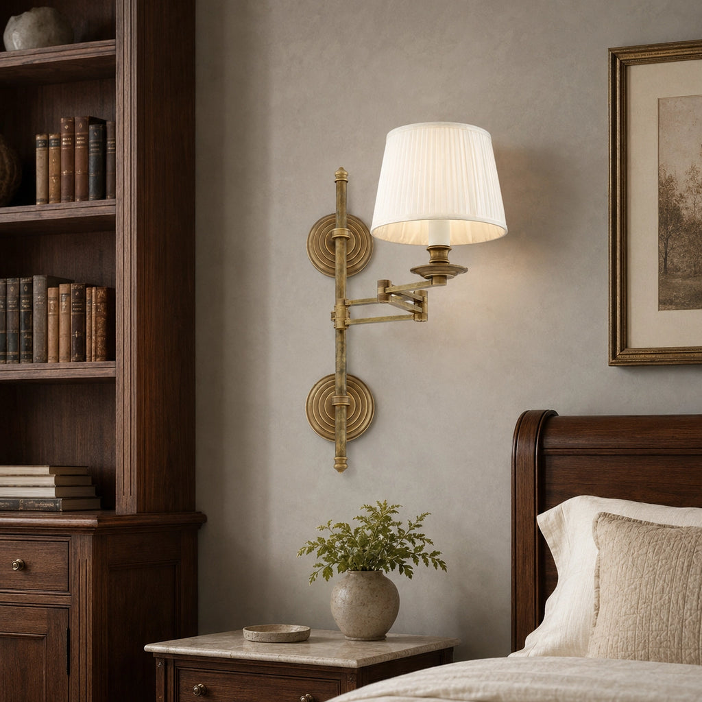 Alden Antique Brass-Finish Swing-Arm Wall Sconce